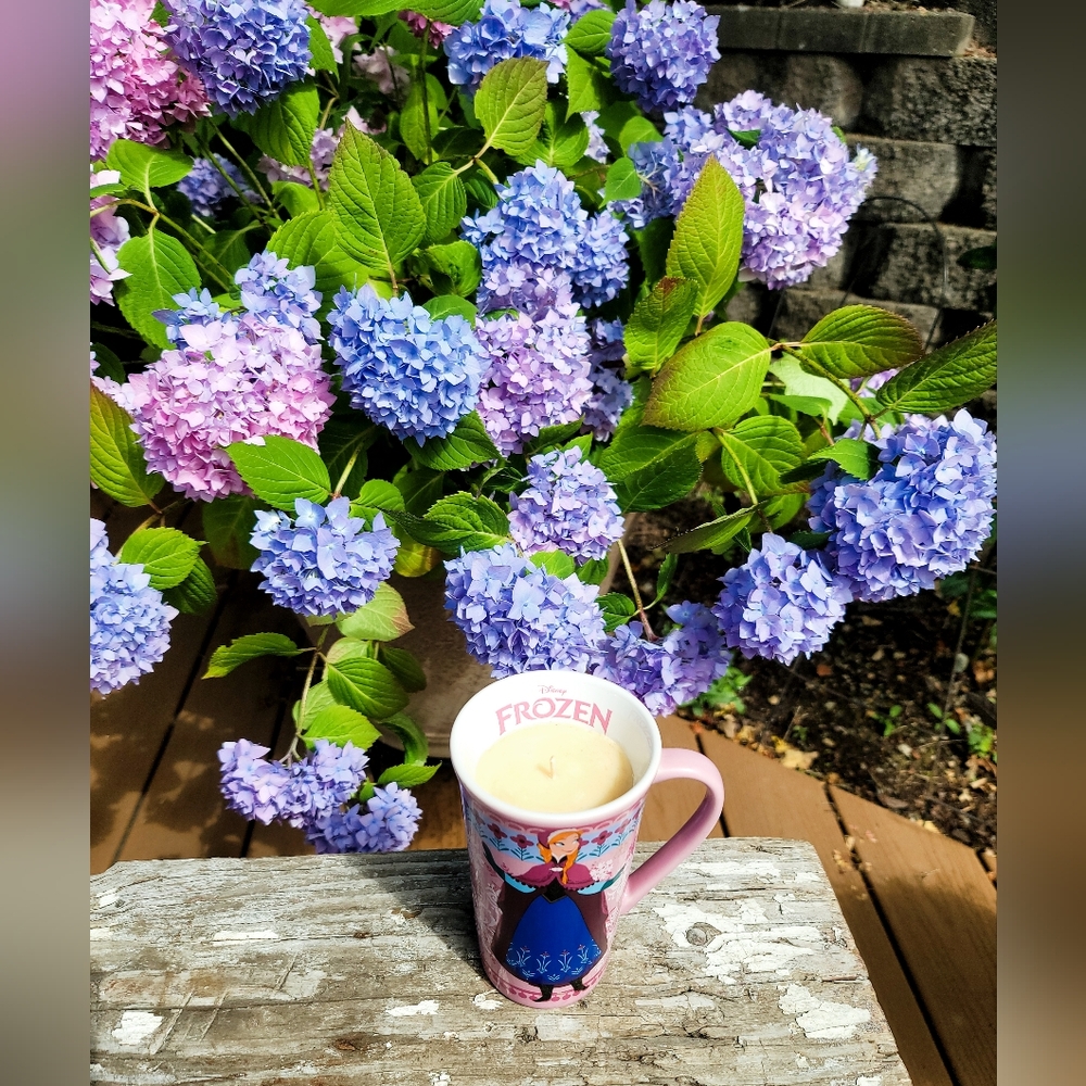 Frozen coffee mug candle strawberries & cream scented